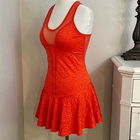 Stella McCartney X Adidas Floral Mesh Tennis Dress Tomato Red Size XS/S - Picture 2 of 15